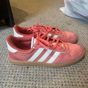 Adidas Coral and White Sneakers